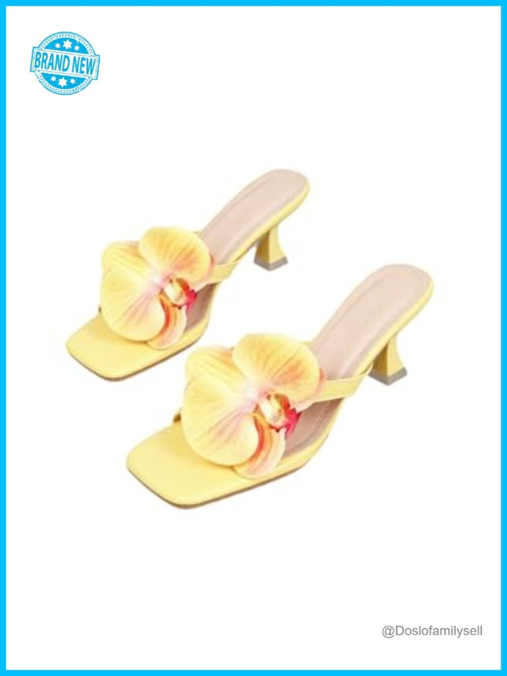 Faux Leather Kitten Heel Floral Slide Sandals Open Toe Slingback Summer